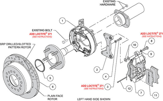 140-16407-D - Wilwood Big Brake Kit - Rear - 309x20mm Curved Slotted & Cross Drilled - Dynalite Internal Black