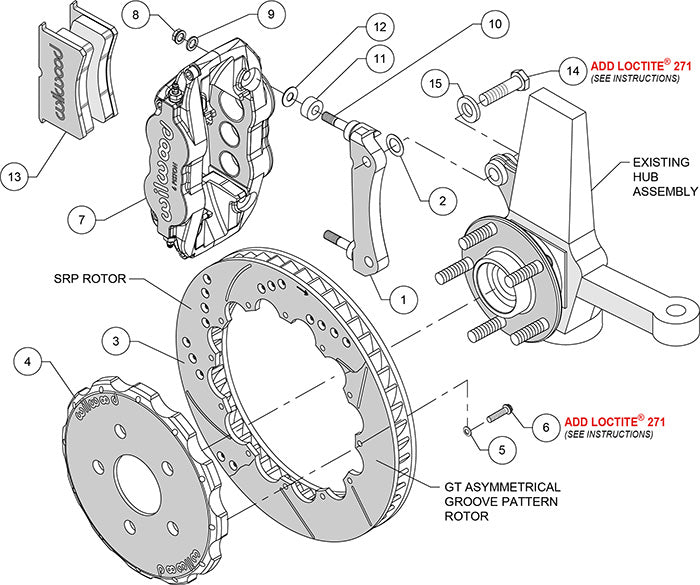 140-8922-R - Wilwood Big Brake Kit - Front - 355x32mm Bi-Slotted - Superlite 6R Red