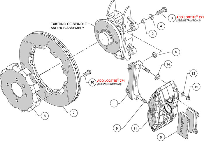 140-8740 - Wilwood Big Brake Kit - Front - 298x20mm Bi-Slotted - Dynapro Dust Seal Radial Mount Anodized