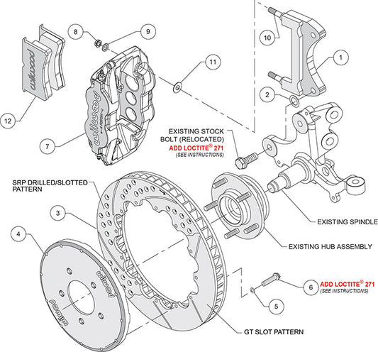 140-9107-D - Wilwood Big Brake Kit - Front - 327x32mm Curved Slotted & Cross Drilled - Superlite 6R Black