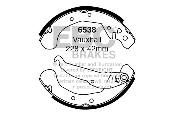 6538 - EBC Brake Shoes; Rear