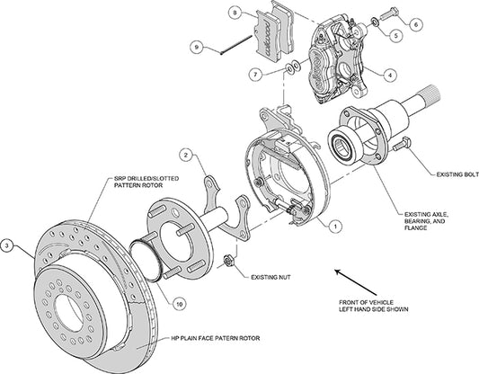 140-9560-DR - Wilwood Big Brake Kit - Rear - 309x20mm Curved Slotted & Cross Drilled - Dynalite Internal Red