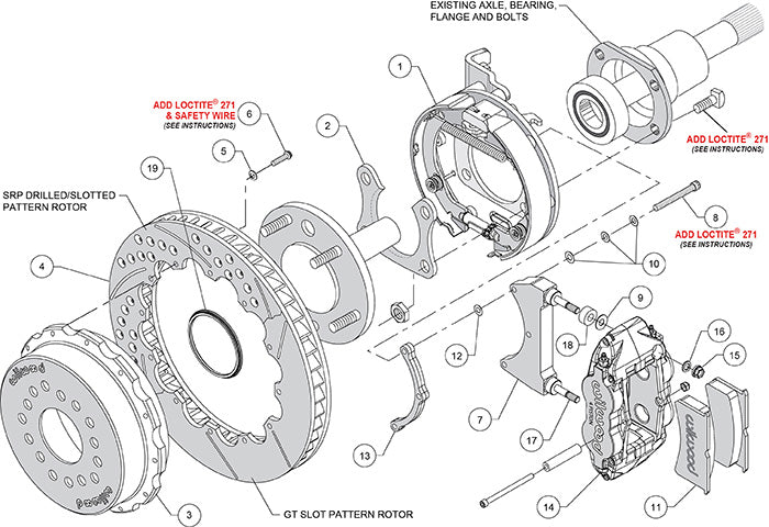 140-10012-D - Wilwood Big Brake Kit - Rear - 355x28mm Curved Slotted & Cross Drilled - Superlite 4R Black