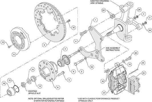 140-7676-DR - Wilwood Big Brake Kit - Front - 309x20mm Curved Slotted & Cross Drilled - Dynalite Internal Red