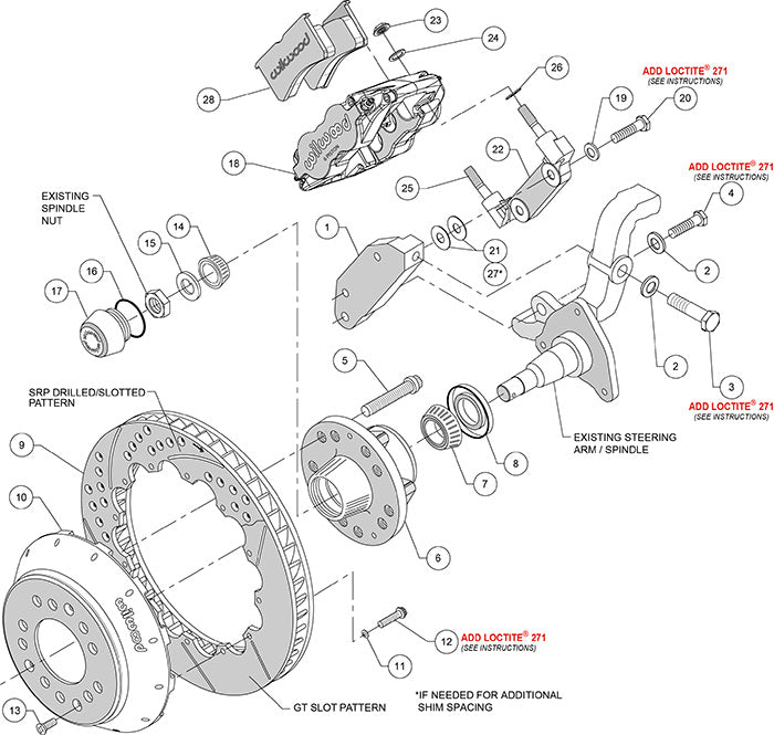 140-10220-D - Wilwood Big Brake Kit - Front - 327x28mm Curved Slotted & Cross Drilled - Superlite 6R Black