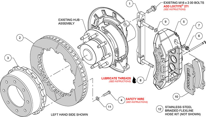 140-13874-R - Wilwood Big Brake Kit - Rear - 394x35mm Bi-Slotted - TX6R Red