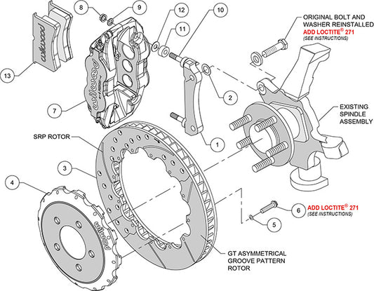140-9298 - Wilwood Big Brake Kit - Front - 355x28mm Bi-Slotted - Superlite 6R Black