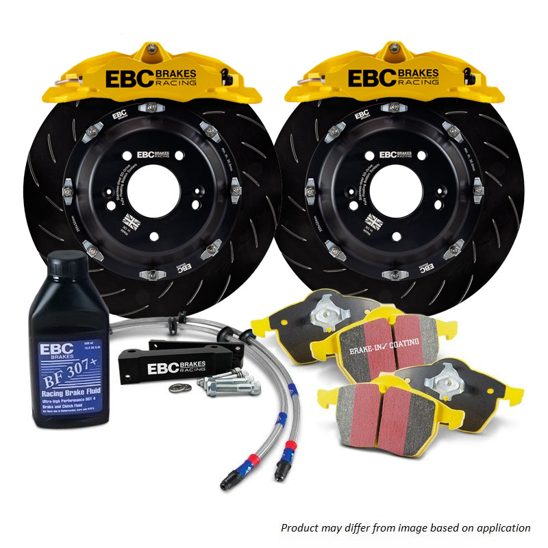 BBK009YEL-1 - EBC Big Brake Kit - Front - 330x28mm Curved Slotted - Apollo-4 Yellow