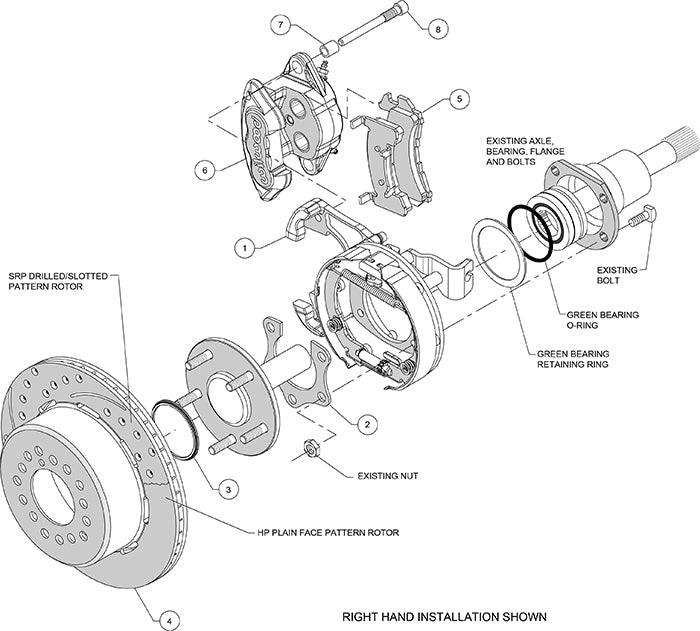 140-12208-D - Wilwood Big Brake Kit - Rear - 309x20mm Curved Slotted & Cross Drilled - D154 Black