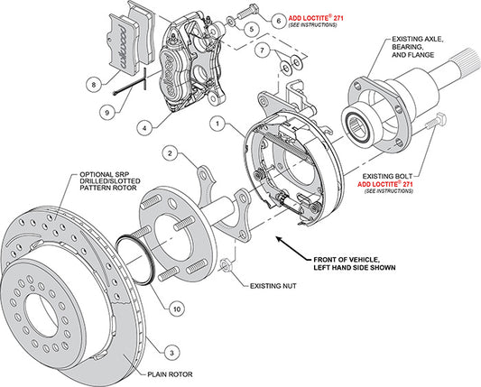 140-9791-DR - Wilwood Big Brake Kit - Rear - 309x20mm Curved Slotted & Cross Drilled - Dynalite Internal Red