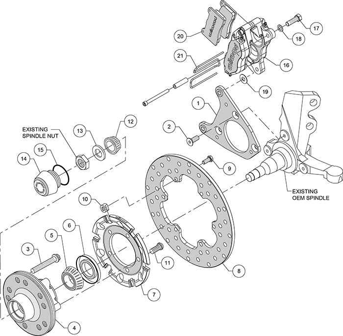 140-14420-D - Wilwood Big Brake Kit - Front - 273x9mm Cross Drilled - Dynapro Lug Mount Anodized