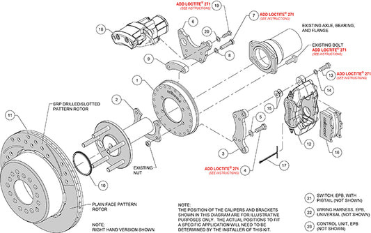 140-16154-R - Wilwood Big Brake Kit - Rear - 309x20mm Plain - Dynalite Internal Red
