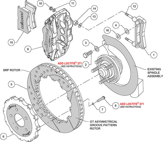 140-9110-R - Wilwood Big Brake Kit - Front - 355x32mm Bi-Slotted - Superlite 6R Red