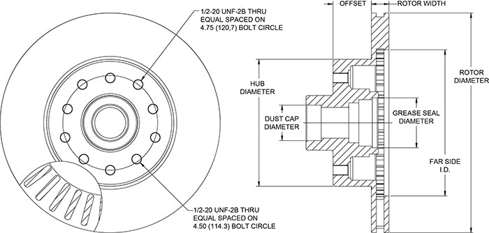 160-14269 - Wilwood HP Hub & Rotor - 280x22mm Plain Left/Right