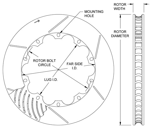 160-7138 - Wilwood GT Rotors Spec 37 - 328x32mm Bi-Slotted Left