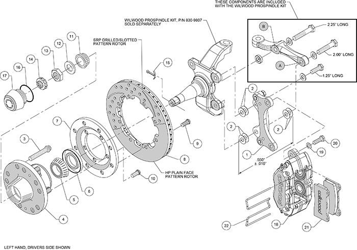 140-13346 - Wilwood Big Brake Kit - Front - 309x20mm Plain - Dynapro Dust-Boot Black