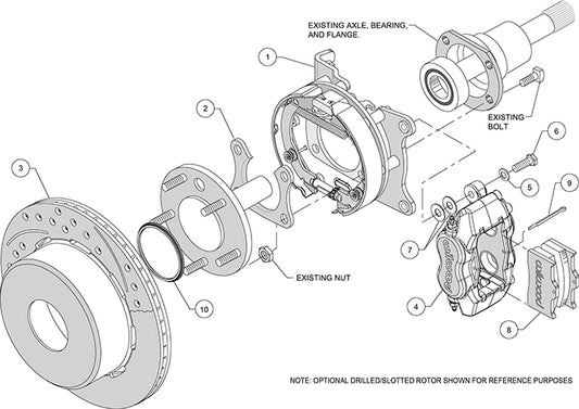 140-7142-DP - Wilwood Big Brake Kit - Rear - 309x20mm Curved Slotted & Cross Drilled - Dynalite Internal Polished