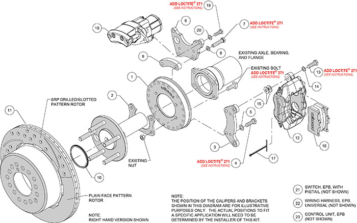 140-15843-R - Wilwood Big Brake Kit - Rear - 309x20mm Plain - Dynalite Internal Red