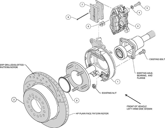 140-9315-DR - Wilwood Big Brake Kit - Rear - 309x20mm Curved Slotted & Cross Drilled - Dynalite Internal Red