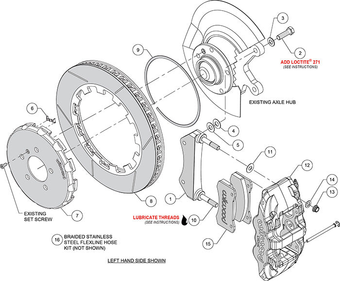 140-16010 - Wilwood Big Brake Kit - Front - 355x32mm Bi-Slotted - AERO6 Anodized