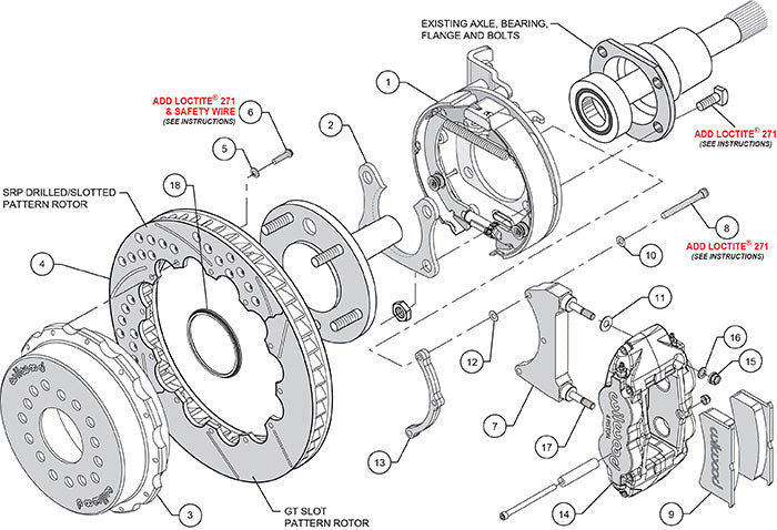 140-9218-R - Wilwood Big Brake Kit - Rear - 327x28mm Bi-Slotted - Superlite 4R Red