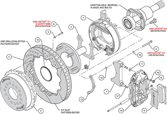 140-9218-R - Wilwood Big Brake Kit - Rear - 327x28mm Bi-Slotted - Superlite 4R Red
