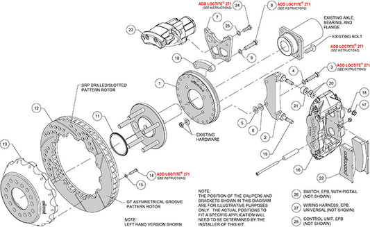 140-16166-DR - Wilwood Big Brake Kit - Rear - 355x28mm Curved Slotted & Cross Drilled - Superlite 4R Red