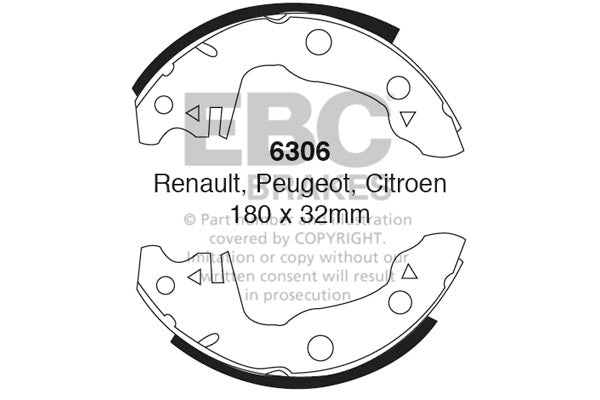 6306 - EBC Brake Shoes; Rear