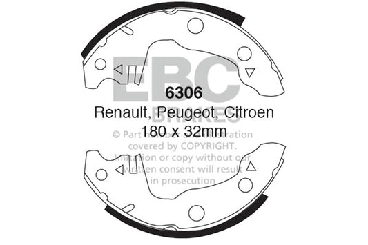 6306 - EBC Brake Shoes; Rear