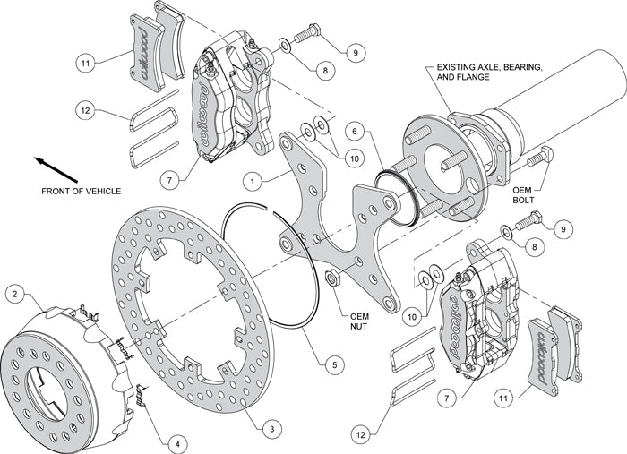 140-12552-D - Wilwood Big Brake Kit - Rear - 291x9mm Cross Drilled - Dynapro Lug Mount Anodized