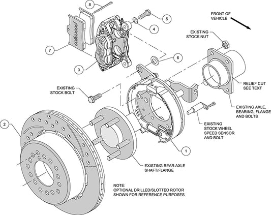 140-9228-DR - Wilwood Big Brake Kit - Rear - 309x20mm Curved Slotted & Cross Drilled - Dynalite Internal Red