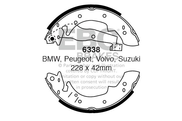 6338 - EBC Brake Shoes; Rear