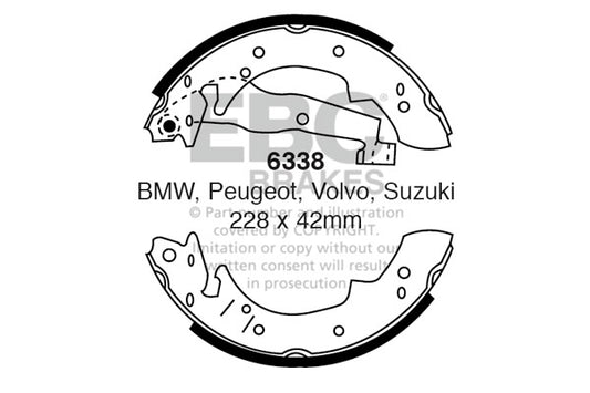 6338 - EBC Brake Shoes; Rear
