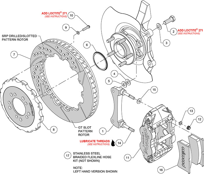 140-13043 - Wilwood Big Brake Kit - Front - 332x32mm Bi-Slotted - Superlite 6R Black
