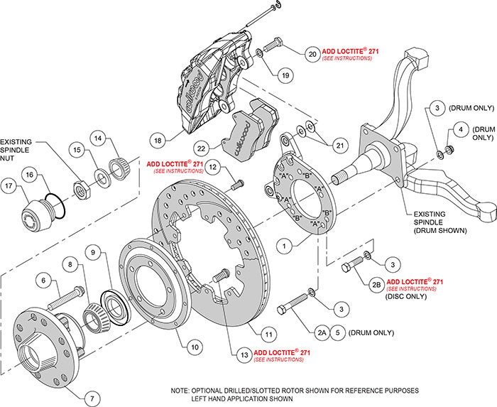 140-12945-R - Wilwood Big Brake Kit - Front - 309x20mm Plain - Dynapro 6 Red
