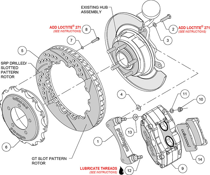 140-9286 - Wilwood Big Brake Kit - Rear - 327x28mm Bi-Slotted - Dynapro Dust Seal Radial Mount Black