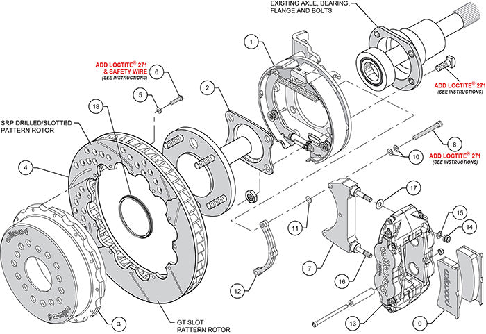 140-9224-R - Wilwood Big Brake Kit - Rear - 327x28mm Bi-Slotted - Superlite 4R Red