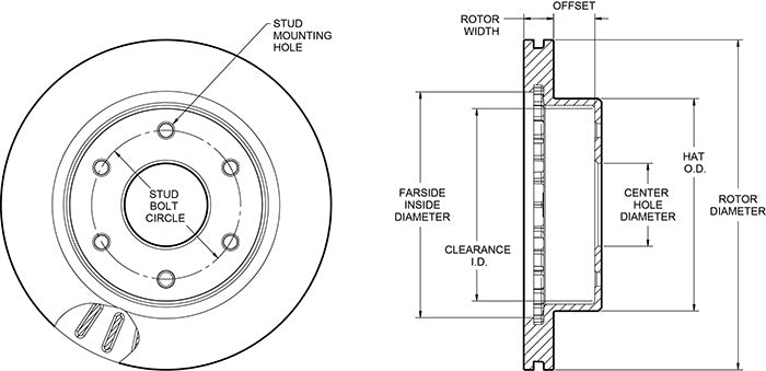 160-15782 - Wilwood Ultralite Rotor & Hat - 309x28mm Plain Left/Right