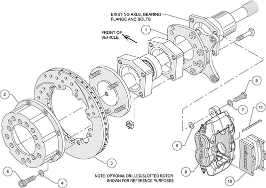 140-5236-BD - Wilwood Big Brake Kit - Rear - 309x20mm Curved Slotted & Cross Drilled - Dynalite Internal Black