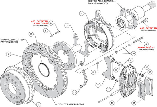 140-10012-DP - Wilwood Big Brake Kit - Rear - 355x28mm Curved Slotted & Cross Drilled - Superlite 4R Polished