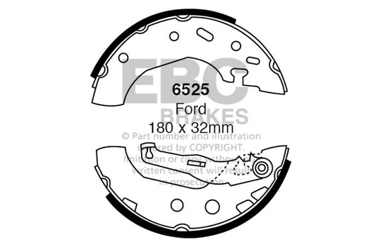6525 - EBC Brake Shoes; Rear