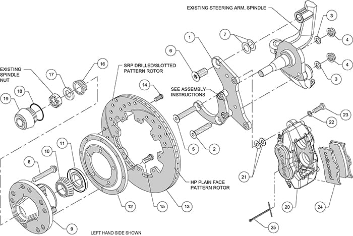 140-12022-DR - Wilwood Big Brake Kit - Front - 309x28mm Curved Slotted & Cross Drilled - Dynalite Internal Red