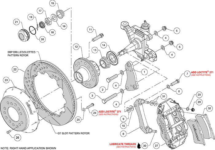 140-14840-DR - Wilwood Big Brake Kit - Front - 327x28mm Curved Slotted & Cross Drilled - Superlite 6R Red