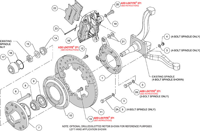 140-11072-D - Wilwood Big Brake Kit - Front - 309x20mm Curved Slotted & Cross Drilled - Dynalite Internal Black