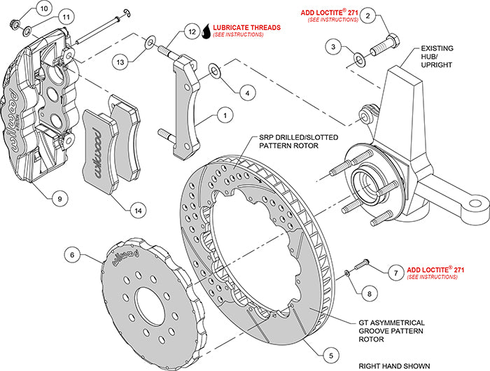 140-15705-R - Wilwood Big Brake Kit - Front - 355x32mm Bi-Slotted - AERO6 Red