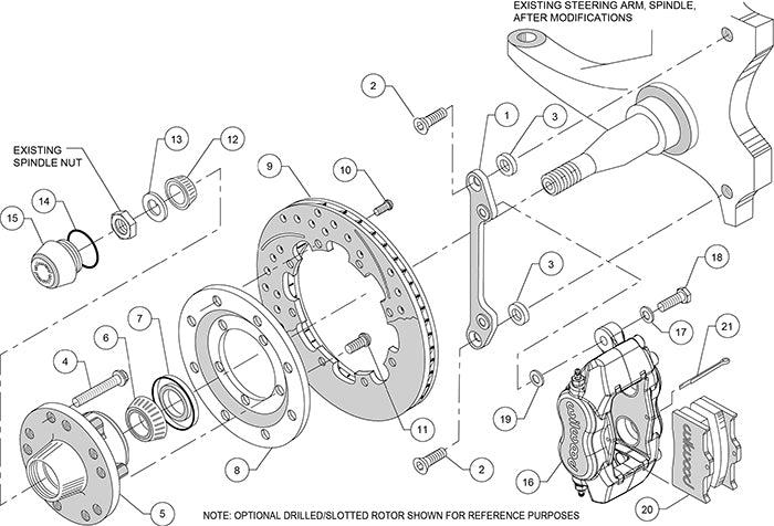 140-8582-D - Wilwood Big Brake Kit - Front - 309x20mm Curved Slotted & Cross Drilled - Dynalite Internal Black