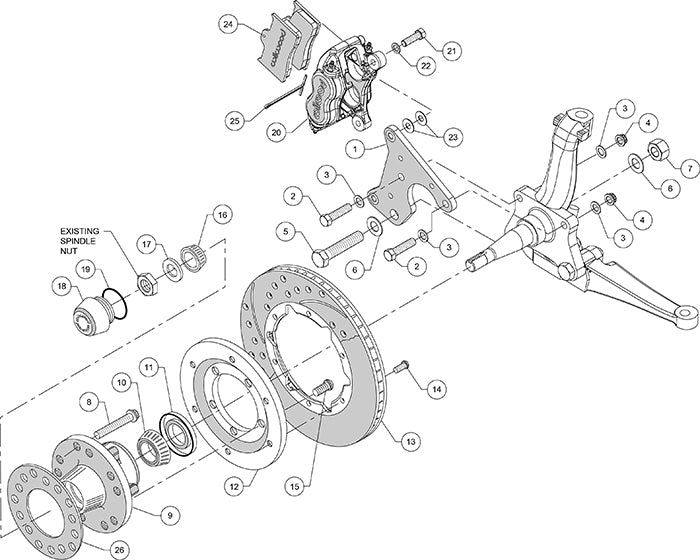 140-15196-R - Wilwood Big Brake Kit - Front - 280x20mm Plain - Dynalite Internal Red