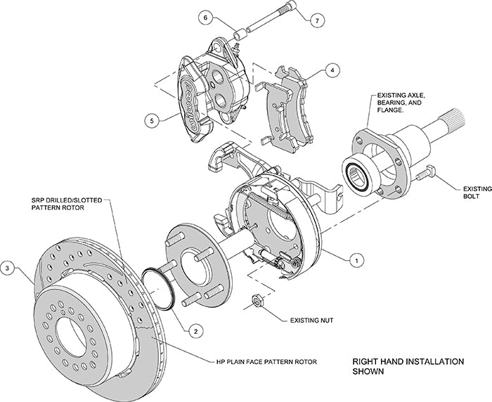 140-12570-DR - Wilwood Big Brake Kit - Rear - 309x20mm Curved Slotted & Cross Drilled - D154 Red