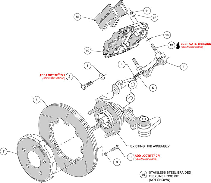 140-10692 - Wilwood Big Brake Kit - Front - 309x32mm Bi-Slotted - Forged Superlite 4R Anodized