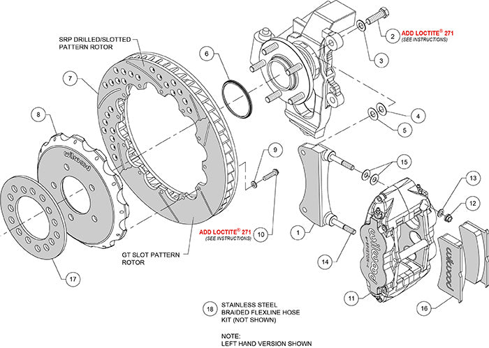 140-12907-D - Wilwood Big Brake Kit - Front - 327x28mm Curved Slotted & Cross Drilled - Superlite 6R Black